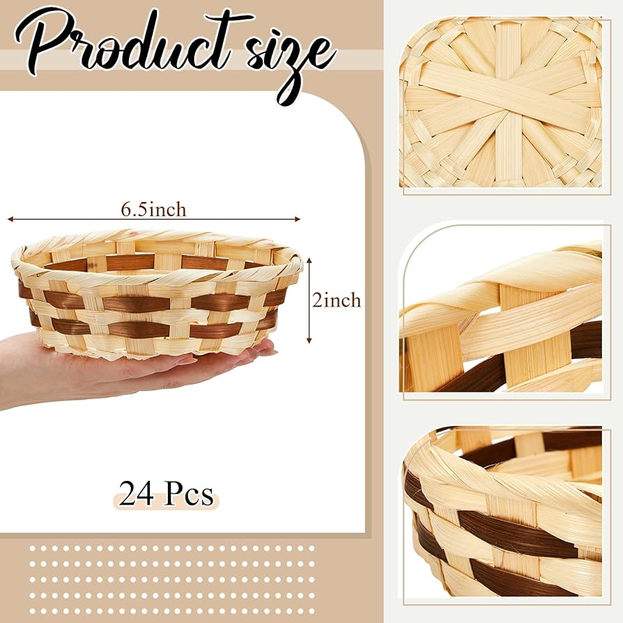 Amazon.com: Sintuff 60 Pcs Small Woven Basket Round Bamboo